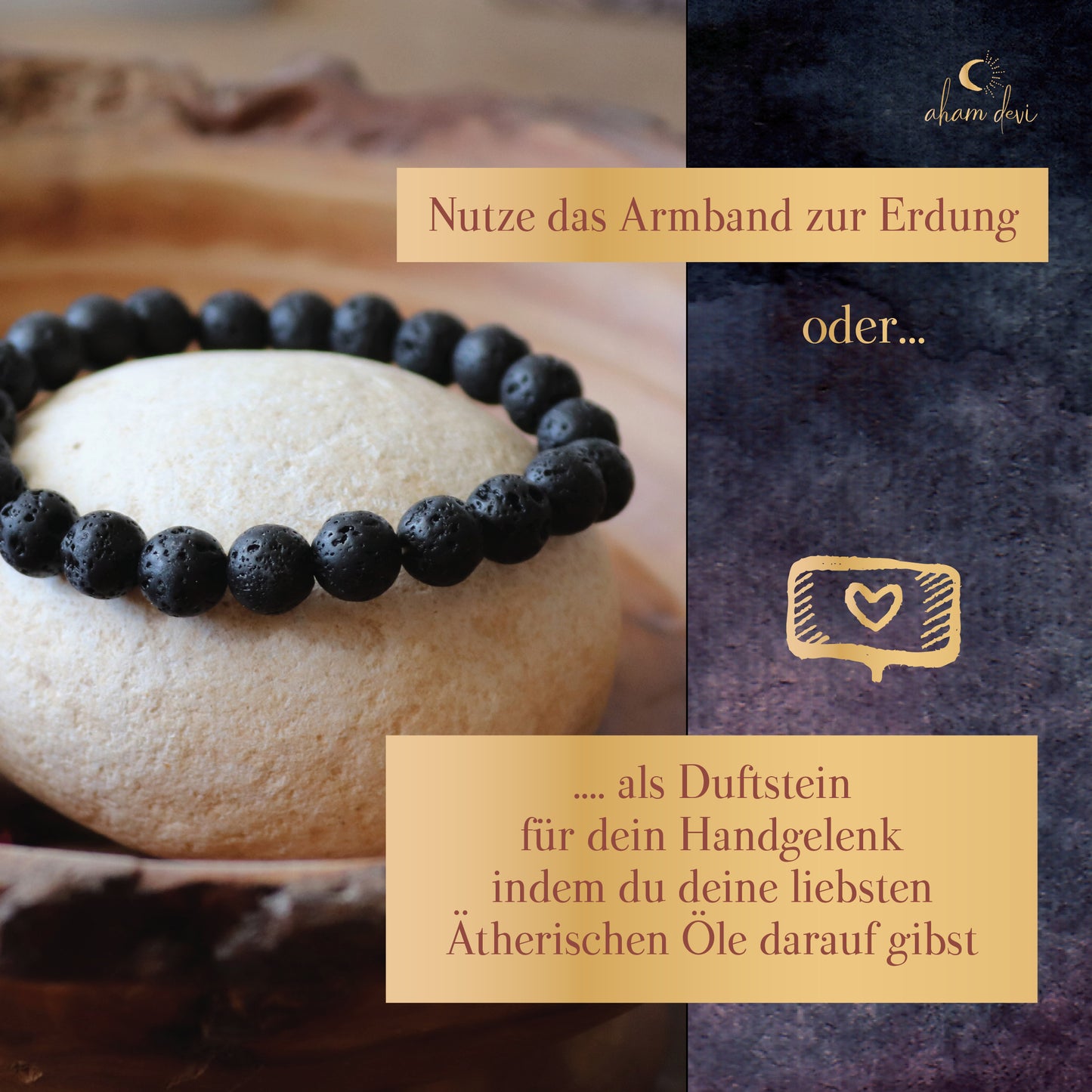 Erdendes Lava-Armband (8mm)