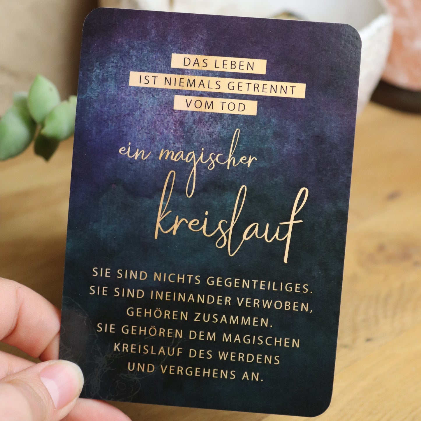 Das Leben ist niemals getrennt vom Tod