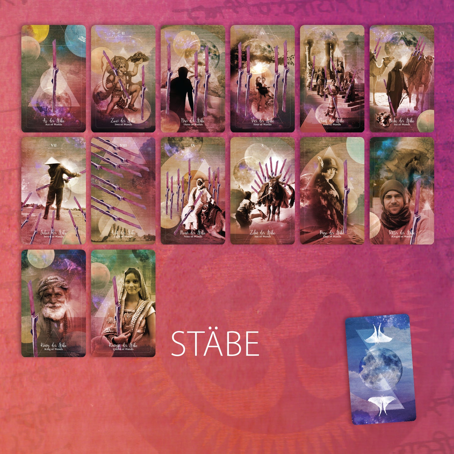 Stäbe des aham devi Tarot Decks